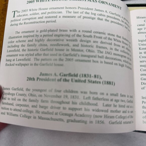 2005 White House Ornament James A. Garfield Christmas Gold-Plated Brass - Picture 6 of 6